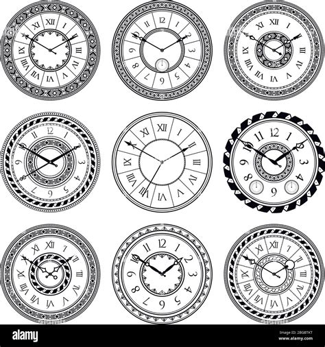relojes antiguos aislados en blanco reloj vintage en la pared conjunto de imágenes vectoriales