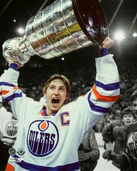 Wayne Gretzky With The 1984 Stanley Cup Trophy Spotlight Photo Print