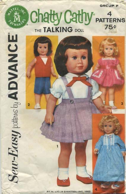 Vintage Doll Clothes Sewing Pattern Chatty Cathy Wardrobe Advance