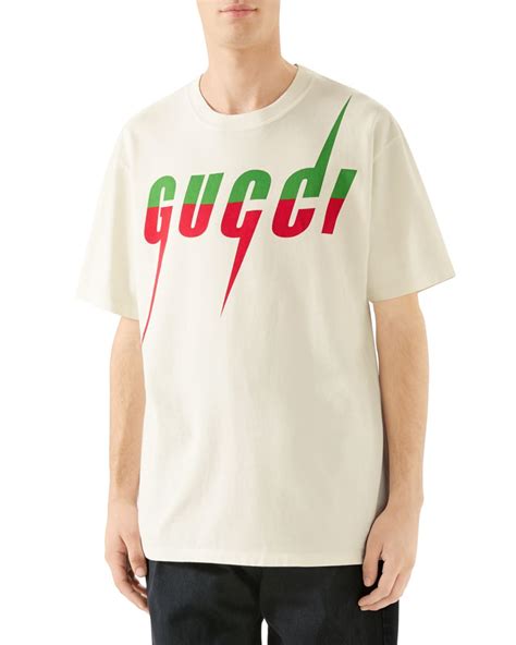 Gucci Mens Lightning Logo Crewneck T Shirt Neiman Marcus
