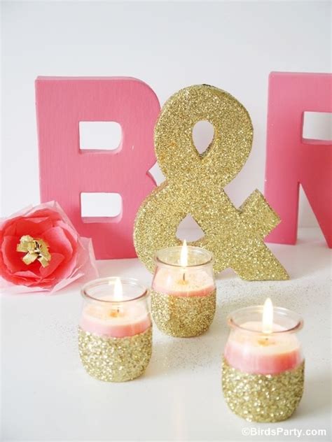 Diy Pink Candles And Glitter Candle Holders Pictures
