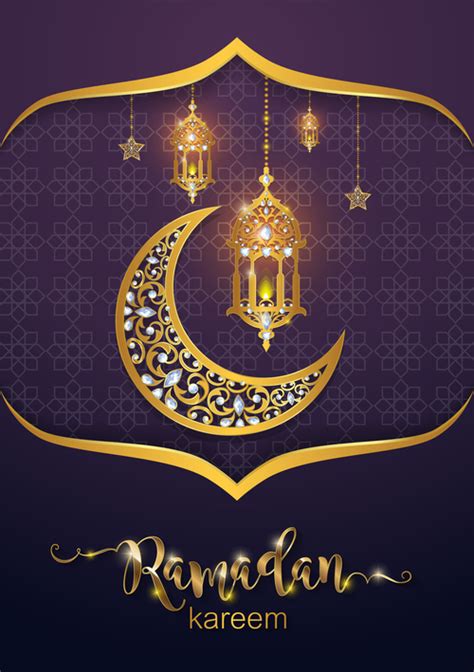 Ramadan Kareem Purple Background Vector 02 Free Download