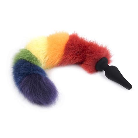 New Rainbow Fox Tail Anal Toys Silicone Butt Plug Sex Product For Men