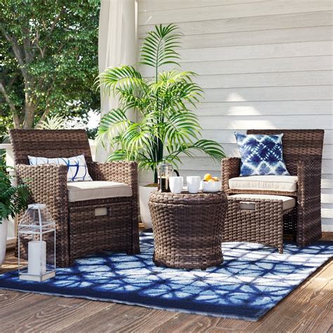 Halsted Wicker Small Space Patio Furniture Set Best