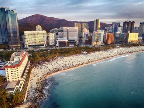 Sunrise In Haeundae Beach At New Year Busan South Korea Asia Stock