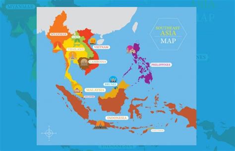 Peta Negara Anggota Asean Peta Kota Peta Asia Tenggara Asean