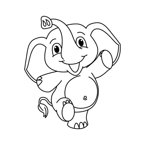 Funny Elephant Cartoon Vector Coloring Page 22422199 Vector Art At Vecteezy