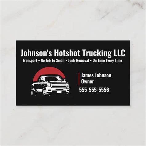 Hot Shot Trucking Business Cards