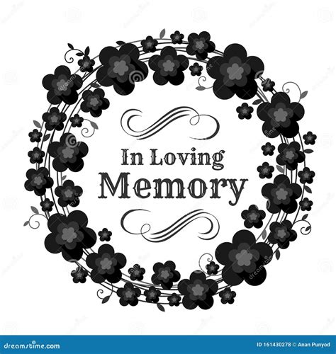 In Loving Memory Text In Circle Vine Wreath And Black Flowers Frame