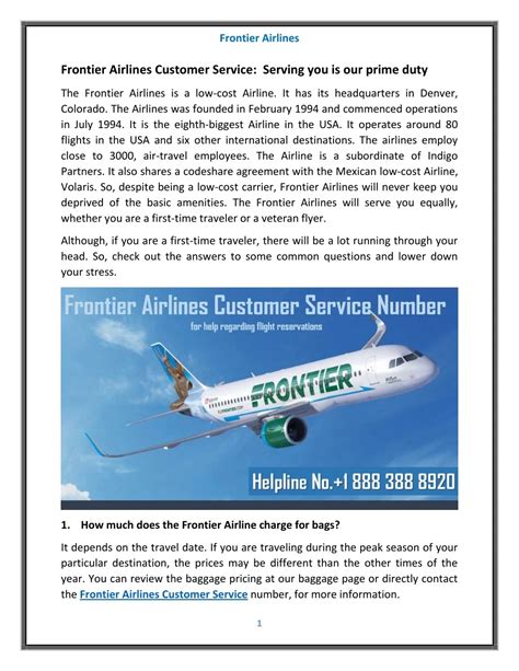 Ppt Frontier Airlines Customer Service Find All Services Of Frontier