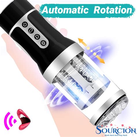 Automatic Telescopic Rotation Masturbator Cup Male Real Vagina Massage Voice Interaction Sex