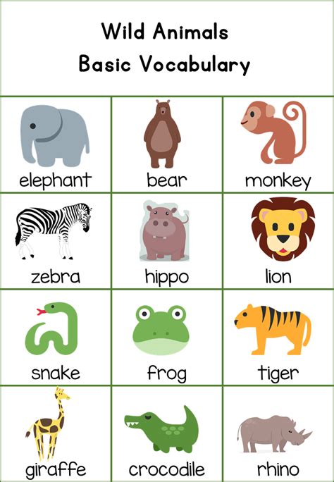Wild Animals For Eflesl Preschool And 1st Grade Students Dasbeth
