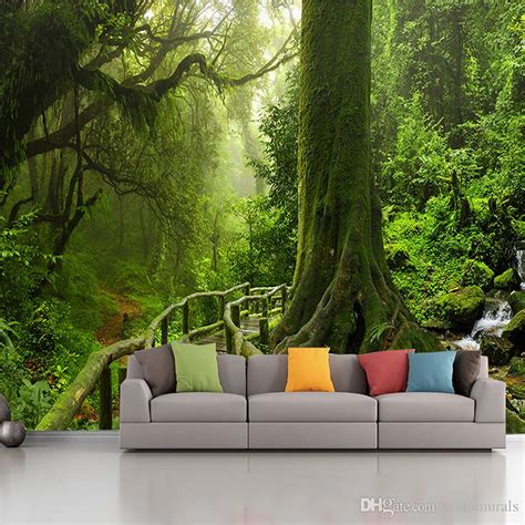 Custom Photo Wallpaper Murals Green Tree Landscape