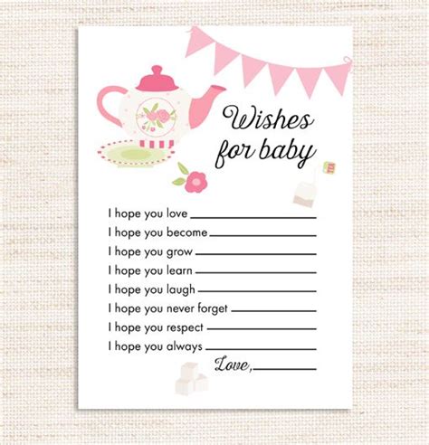 Free Printable Pink Tea Party Baby Shower Game Wishes For Baby La La