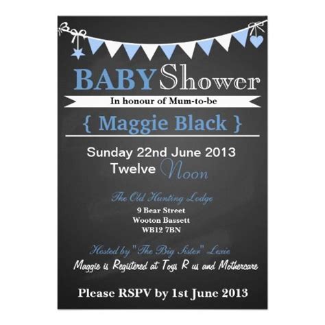 Personalised Boy Chalkboard Baby Shower Invitation Zazzle