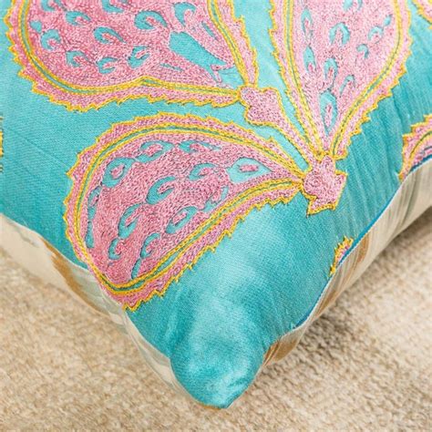Modern accent pillows dress up the sofa, chair and bed. Modern Embroidered Multicolor Sofa Pillow | Chairish