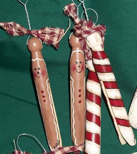 Christmas Clothespin Ornaments Hand Painted Clothespin Christmas Ornament By Canebottomcr