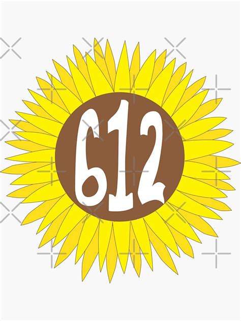 Hand Drawn Minnesota Sunflower 612 Area Code Sticker By Itsrturn