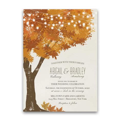 Rustic Fall Tree Leaves Wedding Thank You Cards