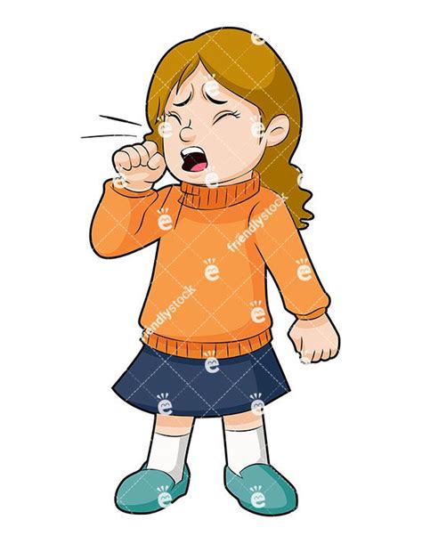 Little Girl Coughing Cartoon Vector Clipart Friendlystock Cartoons