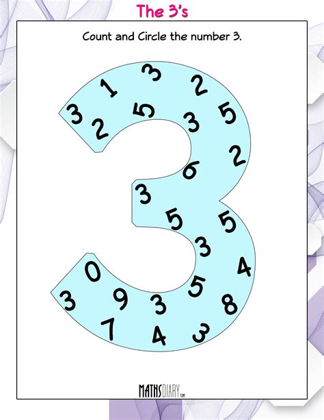 Count And Circle The Numbers Math Worksheets Mathsdiarycom Circle The