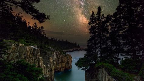 Milky Way Over The Ravens Nest Acadia National Park Maine Desktop