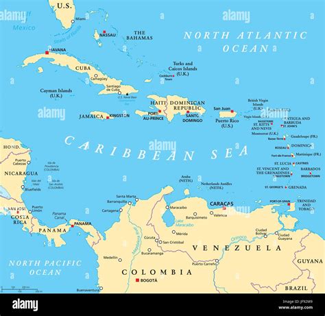 Mapa Político Del Caribe Imagen Vector De Stock Alamy