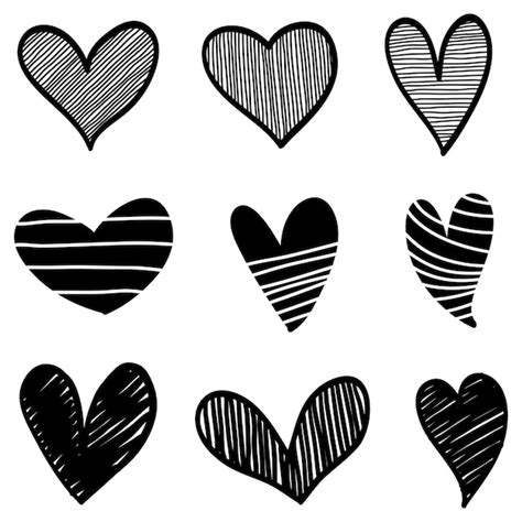 Premium Vector Doodle Hearts Hand Drawn Love Hearts Vector Illustration