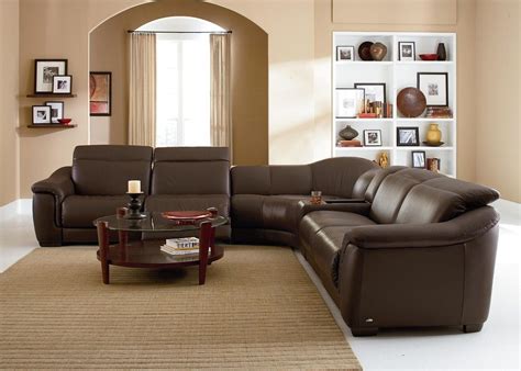 Marvelous Leather Reclining Sectional In Living Room Contemporary With