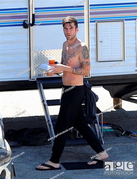 Actor Wes Bentley Shows Off His Tattoos While Walking Around Shirtless On The Set Of His New