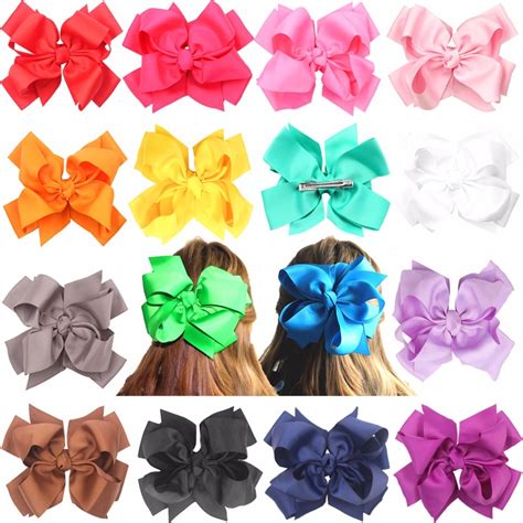 16pcs Big Hair Bows Clips For Girls 7 Inches Huge Large Double Deck Bow