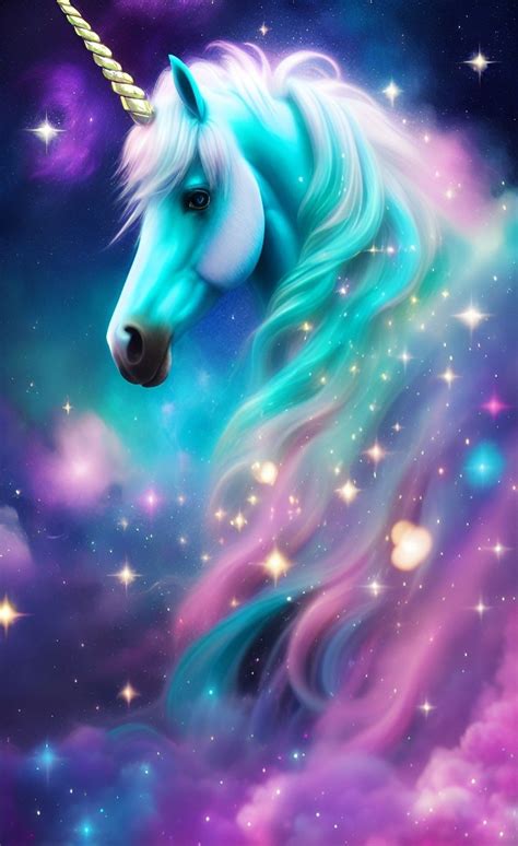 🦄colorful Galaxy Unicorn Sparkling Digital Art Unicorns Digitalart