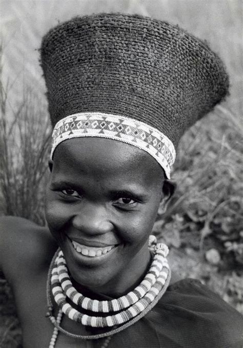 Africa Young Zulu Woman With Traditional Headdress And Beaded Necklaces South Africa 1950