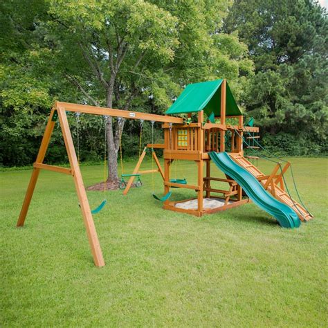 Gorilla Playsets Frontier Residential Wood Playset With Slide In The