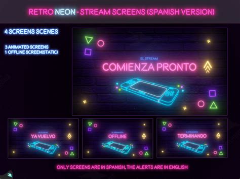 Stream Paket Retro Neon Twitch Overlay Animierte Alarme Etsyde