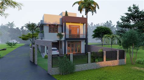 Two Story 4 Bedroom Modern House Design With Roof Terrace Rambukkana