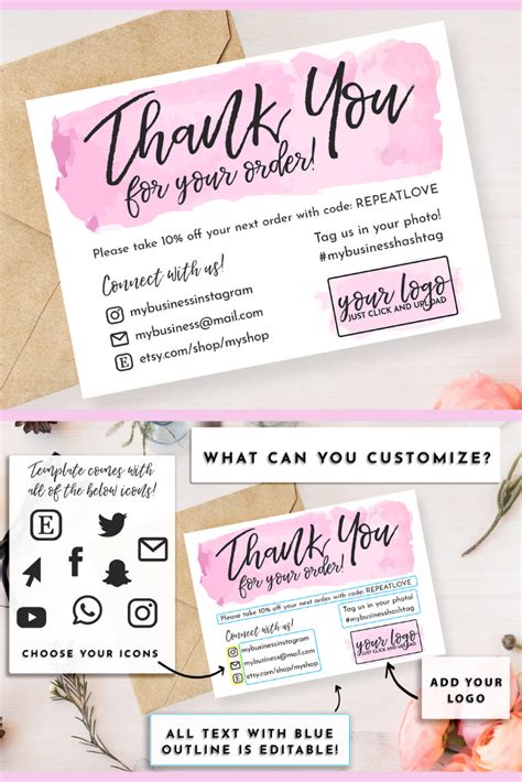 Stationery Business Calling Cards Etsy Instant Poshmark Thank You