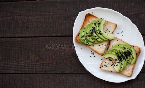 Toast With Avocado And Black Sesame Stock Photo Image Of Freshness Brunch