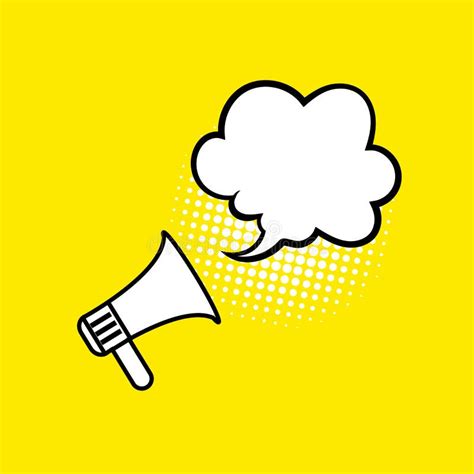 Vector Megaphone Icon With Speech Bubble On Bright Yellow Background