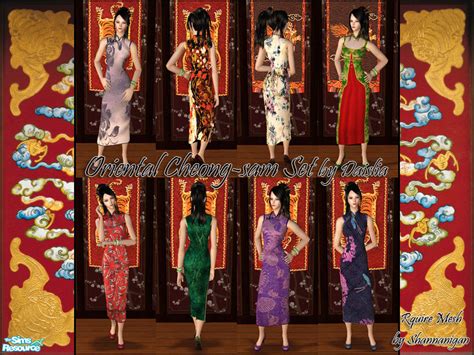 The Sims Resource Oriental Cheongsam Set