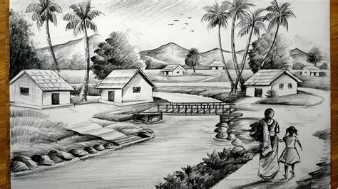 Scenery Drawing Pencil Pencil Sketches Landscape Landscape Drawing