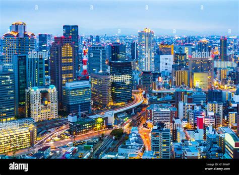 Night At Osaka City Skyline In Japan Stock Photo Alamy