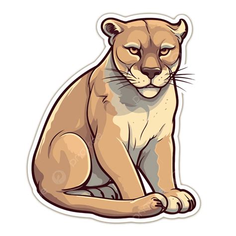 Wild Animal Decal Sticker Illustration Of A Cougar Vector Clipart