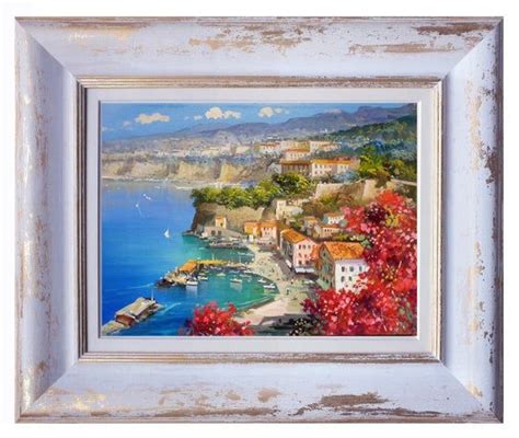 Sorrento Painting Flowery Gulf Italy Oil Original Painter Scorsi