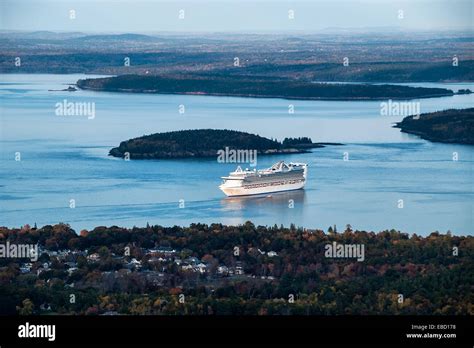 Cruise Ship Bar Harbor Maine Usa Stock Photo Alamy