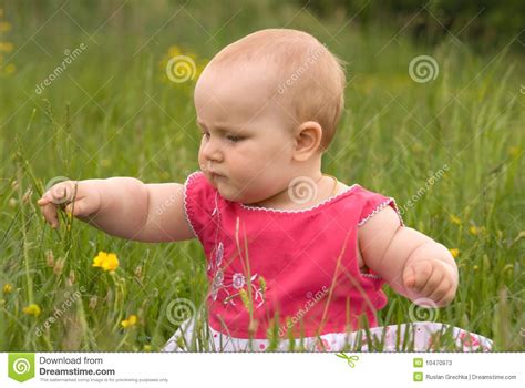 The Child Is Played A Lawn Stock Image Image Of Summer Childhood