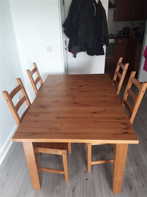 Makes it possible to adjust the table size according to need. Ikea Extendable Dining Table(STORNAS)+4Chairs in N22 ...