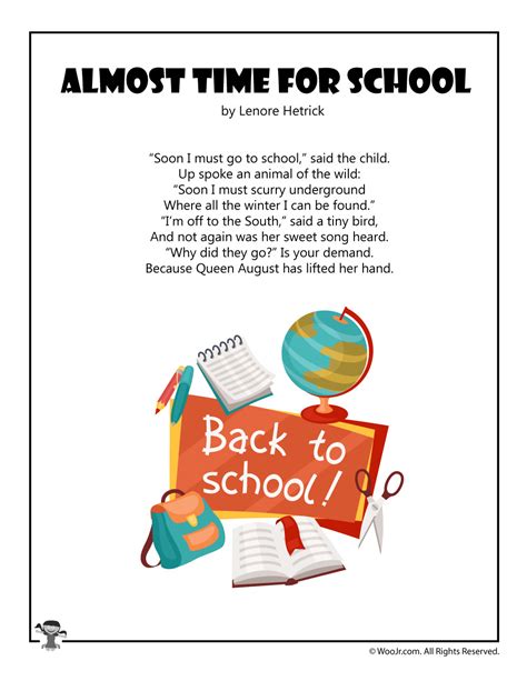 Back To School Poems For Kids