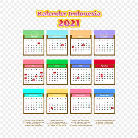Colorful Kalender Indonesia 2021 Kalender Calendar Kalender Images