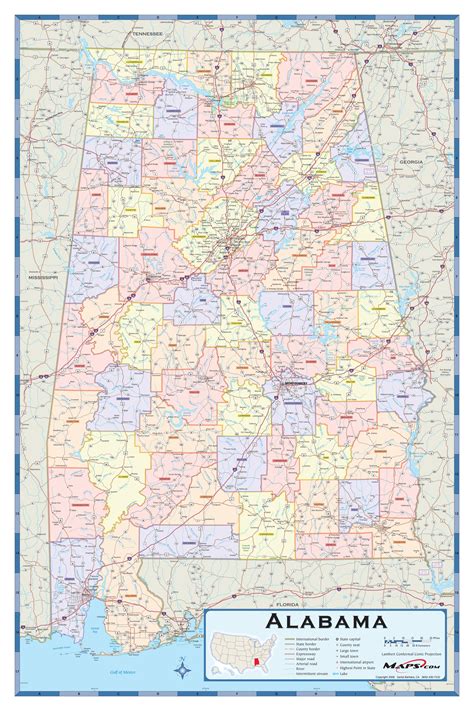 Alabama Counties Wall Map By Mapsales